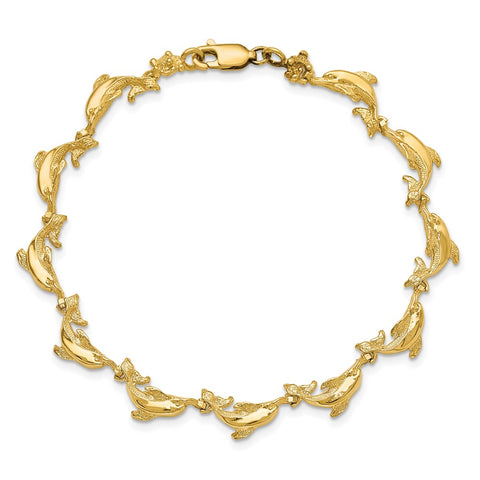 14k Dolphin Bracelet-WBC-FB1599-7.25