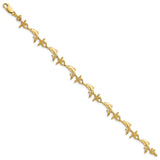 14K Dolphin and Starfish Bracelet-WBC-FB1606-7.5