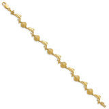 14K Dolphin and Shell Bracelet-WBC-FB1610-7.25