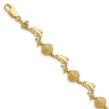 14K Dolphin and Shell Bracelet-WBC-FB1610-7.25