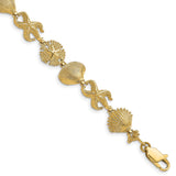 14k Textured Four Shell Link Bracelet-WBC-FB1612-7