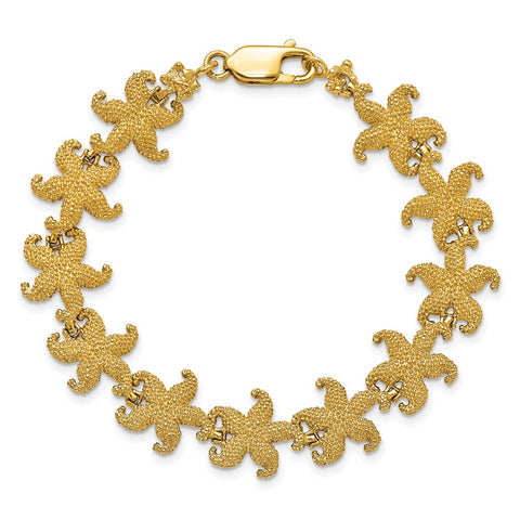 14k Puffed Starfish Link Bracelet-WBC-FB1735-7.25