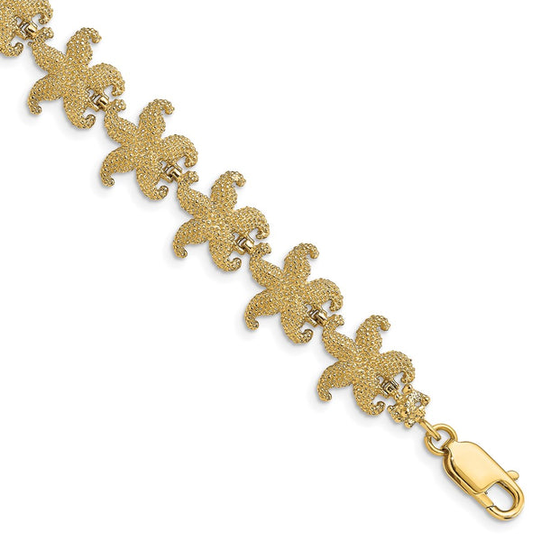 14k Puffed Starfish Link Bracelet-WBC-FB1735-7.25