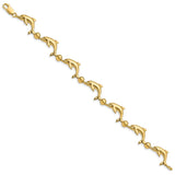 14k Polished Dolphin Bracelet-WBC-FB1776-7.5