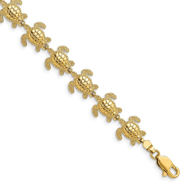 14k Polished Mini Sea Turtle Link Bracelet-WBC-FB1777-7.25