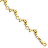 14k Polished Dolphin Bracelet-WBC-FB1784-7.5