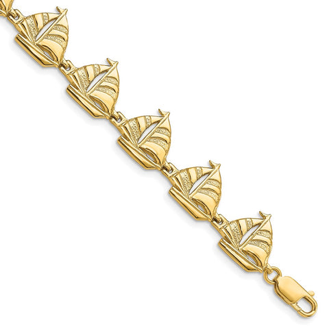 14k Sailboat Bracelet-WBC-FB1785-7.25