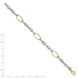 14K Two-tone Polished & Satin D/C Fancy Link Bracelet-WBC-FB1958-7.5