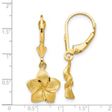 14k Satin & Diamond-Cut Plumeria Dangle Leverback Earrings-WBC-FB561E