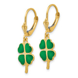 14k Enameled Clover Leverback Earrings-WBC-FB585E