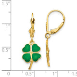 14k Enameled Clover Leverback Earrings-WBC-FB585E