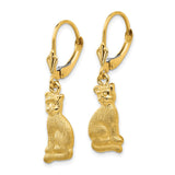 14k Satin Cat Dangle Leverback Earrings-WBC-FB586E