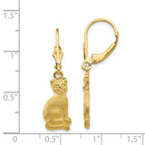 14k Satin Cat Dangle Leverback Earrings-WBC-FB586E