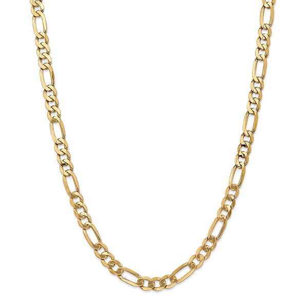 14k 7mm Flat Figaro Chain-WBC-FFL180-22