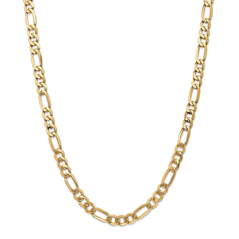 14k 7mm Flat Figaro Chain-WBC-FFL180-22