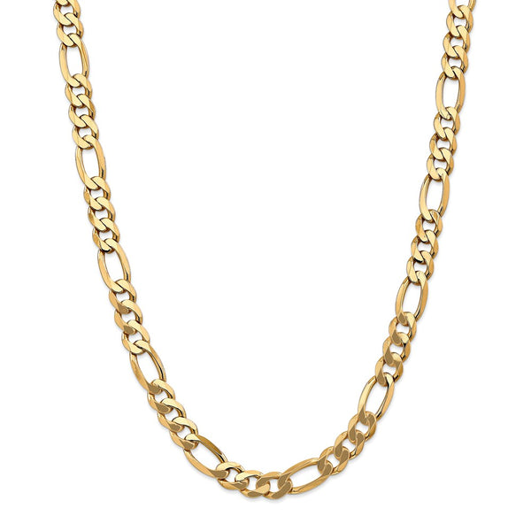 14k 8.75mm Flat Figaro Chain-WBC-FFL220-24