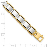 14k Mens Two-tone Brushed and Polished 8.25in Link Bracelet-WBC-GB231-8.25