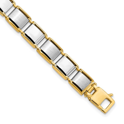 14k Mens Two-tone Brushed and Polished 8.25in Link Bracelet-WBC-GB231-8.25