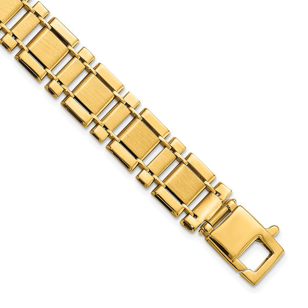 14k Men's Brushed and Polished Link 8.5in Bracelet-WBC-GB233-8.5