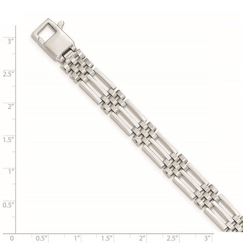 14k White Gold Brushed and Polished Link 8.5in Bracelet-WBC-GB235-8.5