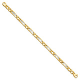 14k Two-tone Polished and Satin 8.5in Mens Link Bracelet-WBC-GB247-8.5