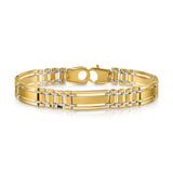 14k Two Tone Polished and Satin 8.5in Mens Link Bracelet-WBC-GB253-8.5