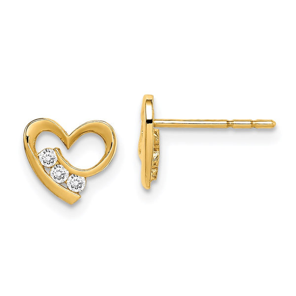 14k Madi K CZ Heart Post Earrings-WBC-GK1002