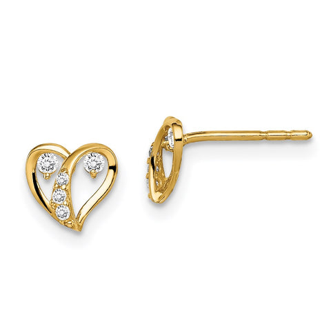 14k Madi K CZ Accent Open Heart Post Earrings-WBC-GK1005