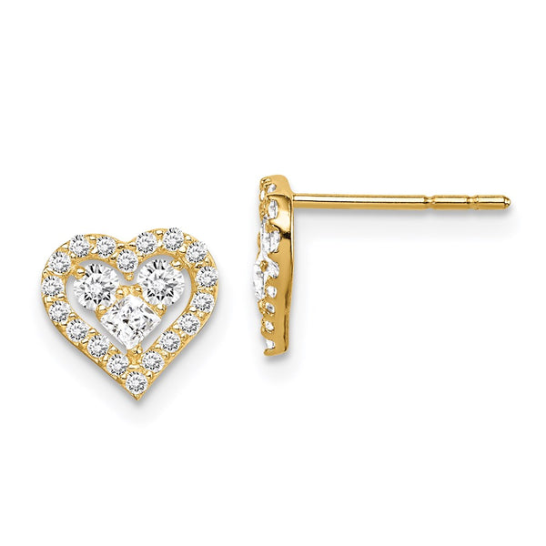 14k Madi K CZ Heart Post Earrings-WBC-GK1006