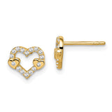 14k Madi K CZ Heart Post Earrings-WBC-GK1007