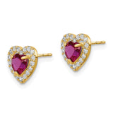 14k Madi K Red and Clear CZ Heart Post Earrings-WBC-GK1008