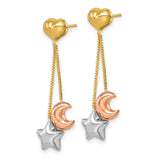 14k Madi K Tri-color Heart, Star & Moon Dangle Post Earrings-WBC-GK1015