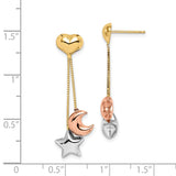 14k Madi K Tri-color Heart, Star & Moon Dangle Post Earrings-WBC-GK1015