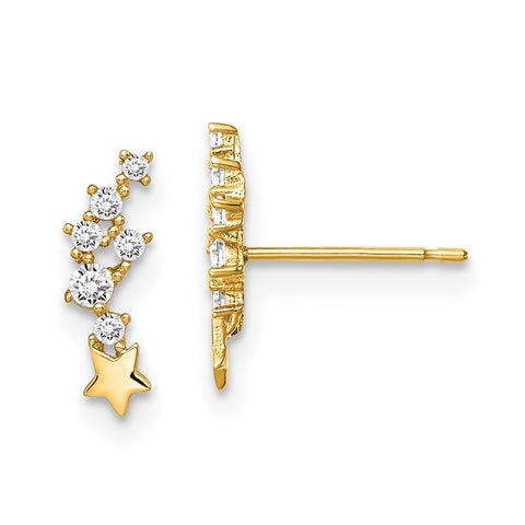 14k Madi K Shooting Star CZ Post Earrings-WBC-GK1023