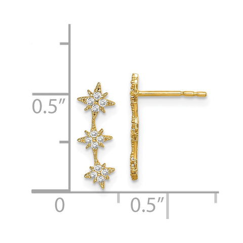 14k Madi K CZ Star Drop Bar Dangle Post Earrings-WBC-GK1027