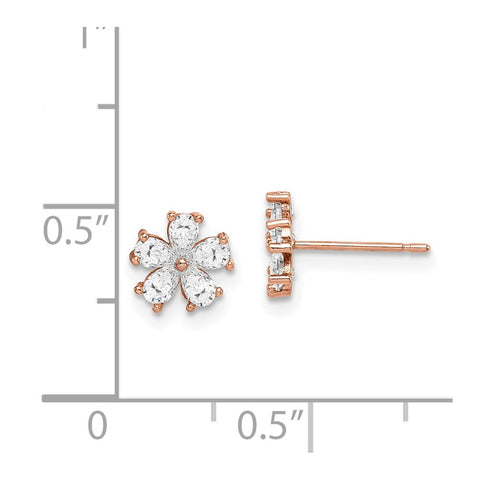 14k Madi K Rose Gold Flower CZ Post Earrings-WBC-GK1039