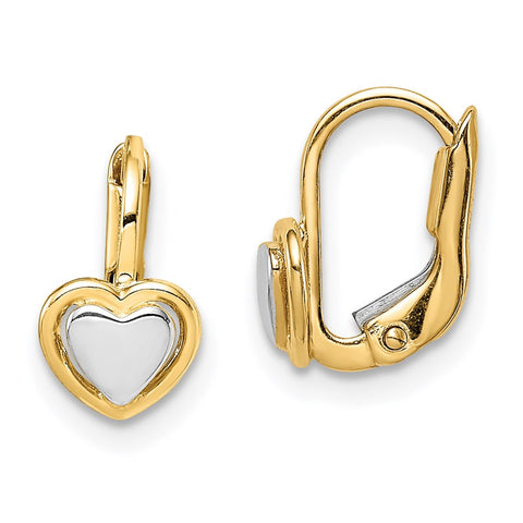 14k Madi K Two-Tone Children's Heart Hoop Earrings-WBC-GK1051