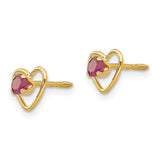 14k Madi K 3mm Ruby Birthstone Heart Earrings-WBC-GK106