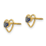 14k Madi K 3mm Sapphire Birthstone Heart Earrings-WBC-GK108
