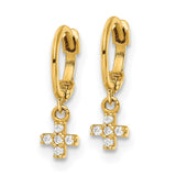 14k Madi K Polished CZ Cross Dangle Endless Hoop Earrings-WBC-GK1109