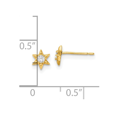 14k Madi K Polished CZ Star Post Earrings-WBC-GK1117