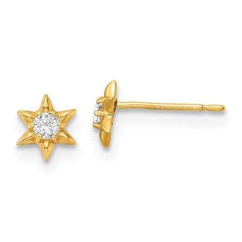 14k Madi K Polished CZ Star Post Earrings-WBC-GK1117