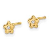 14K Madi K Polished and Satin Gold CZ Star Post Earrings-WBC-GK1120