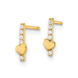 14k Madi K Polished Line of CZ's and Heart Post Earrings-WBC-GK1122