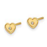 14K Madi K Polished & Brushed CZ Heart Post Earrings-WBC-GK1124