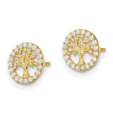 14K Madi K Polished White CZ Tree of Life Post Earrings-WBC-GK1126