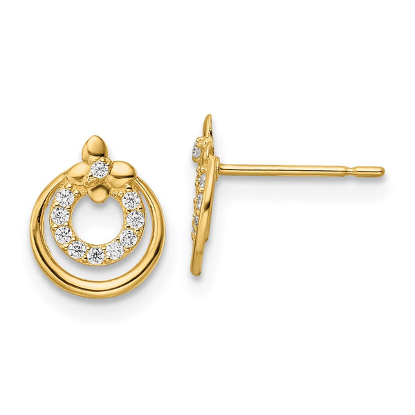 14k Madi K CZ Circle Post Earrings-WBC-GK1143