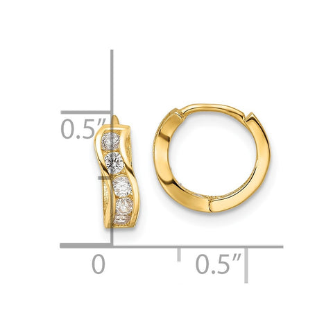 14k Madi K Polished CZ Wavy Hinged Huggie Hoop Earrings-WBC-GK1144