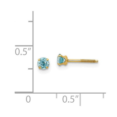 14k Madi K 3mm Blue Zircon Earrings-WBC-GK123