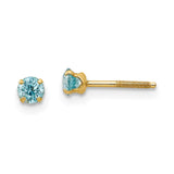 14k Madi K 3mm Blue Zircon Earrings-WBC-GK123